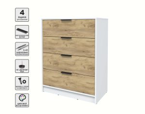 KОМОД КТ-К80 (БЕЛЫЙ ЛДСП/ ДУБ ЗОЛОТОЙ ЛДСП) Ш800 В1020 Г451