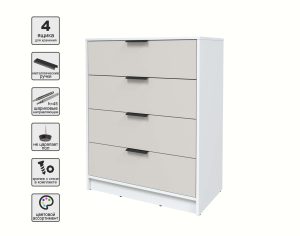 KОМОД КТ-К80 (БЕЛЫЙ ЛДСП/ ПЕРСИДСКИЙ ЖЕМЧУГ ЛДСП) Ш800 В1020 Г451