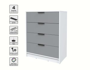 KОМОД КТ-К80 (БЕЛЫЙ ЛДСП/ СЕРЕБРО ЛДСП) Ш800 В1020 Г451