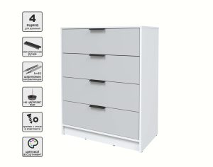 KОМОД КТ-К80 (БЕЛЫЙ ЛДСП/ СЕРЫЙ ЛДСП) Ш800 В1020 Г451