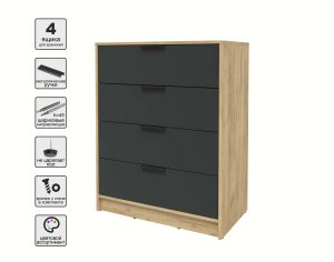 KОМОД КТ-К80 (ДУБ ЗОЛОТОЙ ЛДСП/ АНТРАЦИТ ЛДСП) Ш800 В1020 Г451