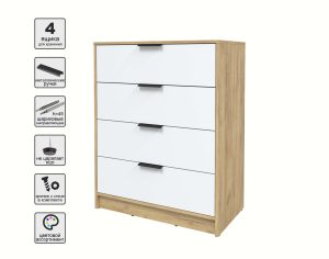 KОМОД КТ-К80 (ДУБ ЗОЛОТОЙ ЛДСП/ БЕЛЫЙ ПЛАТИНУМ ЛДСП) Ш800 В1020 Г451