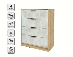 KОМОД КТ-К80 (ДУБ ЗОЛОТОЙ ЛДСП/ БЕТОН ЛАЙТ ЛДСП) Ш800 В1020 Г451