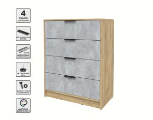 KОМОД КТ-К80 (ДУБ ЗОЛОТОЙ ЛДСП/ БЕТОН ЛДСП) Ш800 В1020 Г451