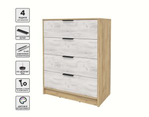 KОМОД КТ-К80 (ДУБ ЗОЛОТОЙ ЛДСП/ ДУБ БЕЛЫЙ ЛДСП) Ш800 В1020 Г451