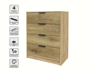 KОМОД КТ-К80 (ДУБ ЗОЛОТОЙ ЛДСП/ ДУБ НОКС ЛДСП) Ш800 В1020 Г451