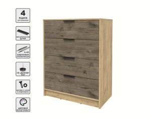 KОМОД КТ-К80 (ДУБ ЗОЛОТОЙ ЛДСП/ ДУБ ВЕЛЛИНГТОН ЛДСП) Ш800 В1020 Г451