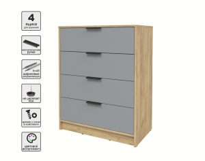 KОМОД КТ-К80 (ДУБ ЗОЛОТОЙ ЛДСП/ СЕРЕБРО ЛДСП) Ш800 В1020 Г451