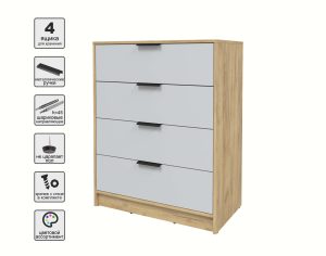 KОМОД КТ-К80 (ДУБ ЗОЛОТОЙ ЛДСП/ СЕРЫЙ ЛДСП) Ш800 В1020 Г451