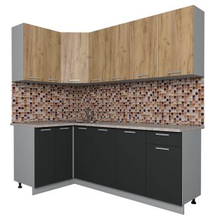 ГОТОВАЯ КУХНЯ ЛАЙТ 1,2X2,1 (ДУБ ЗОЛОТОЙ/ АНТРАЦИТ)