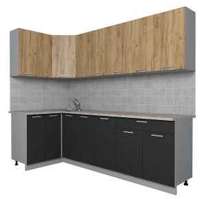 ГОТОВАЯ КУХНЯ ЛАЙТ 1,2X2,5 (ДУБ ЗОЛОТОЙ/ АНТРАЦИТ)