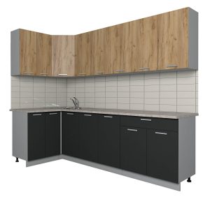 ГОТОВАЯ КУХНЯ ЛАЙТ 1,2X2,6 (ДУБ ЗОЛОТОЙ/ АНТРАЦИТ)