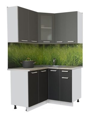 ГОТОВАЯ КУХНЯ МИЛА 1,2X1,2 (СЕРЕБРО/ АНТРАЦИТ)