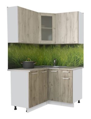 ГОТОВАЯ КУХНЯ МИЛА 1,2X1,2 (ДУБ БЕЛЫЙ/ ДУБ СЕРЫЙ)