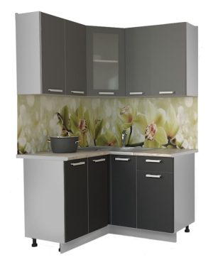 ГОТОВАЯ КУХНЯ МИЛА 1,2X1,3 (СЕРЕБРО/ АНТРАЦИТ)