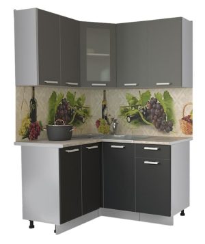 ГОТОВАЯ КУХНЯ МИЛА 1,2X1,4 (СЕРЕБРО/ АНТРАЦИТ)