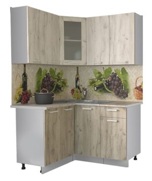 ГОТОВАЯ КУХНЯ МИЛА 1,2X1,4 (ДУБ БЕЛЫЙ/ ДУБ СЕРЫЙ)