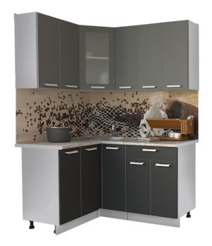 ГОТОВАЯ КУХНЯ МИЛА 1,2X1,5 (СЕРЕБРО/ АНТРАЦИТ)
