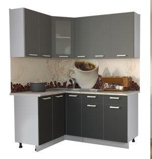 ГОТОВАЯ КУХНЯ МИЛА 1,2X1,7 (СЕРЕБРО/ АНТРАЦИТ)