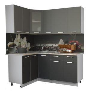 ГОТОВАЯ КУХНЯ МИЛА 1,2X1,8 (СЕРЕБРО/ АНТРАЦИТ)