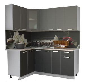 ГОТОВАЯ КУХНЯ МИЛА 1,2X1,9 (СЕРЕБРО/ АНТРАЦИТ)