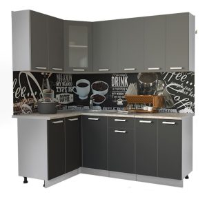 ГОТОВАЯ КУХНЯ МИЛА 1,2X2,0 (СЕРЕБРО/ АНТРАЦИТ)