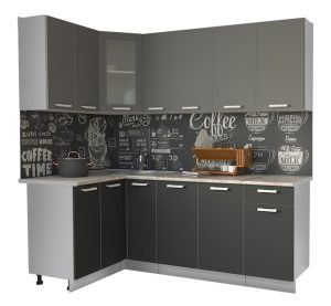 ГОТОВАЯ КУХНЯ МИЛА 1,2X2,1 (СЕРЕБРО/ АНТРАЦИТ)
