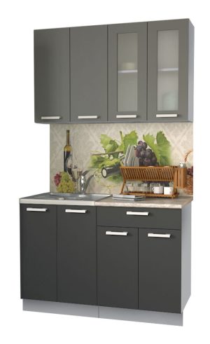 ГОТОВАЯ КУХНЯ МИЛА 1,2 (СЕРЕБРО/ АНТРАЦИТ)