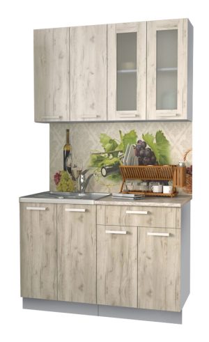 ГОТОВАЯ КУХНЯ МИЛА 1,2 (ДУБ БЕЛЫЙ/ ДУБ СЕРЫЙ)