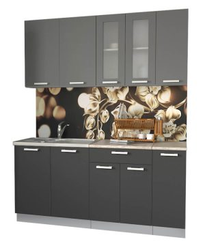 ГОТОВАЯ КУХНЯ МИЛА 1,7 (СЕРЕБРО/ АНТРАЦИТ)