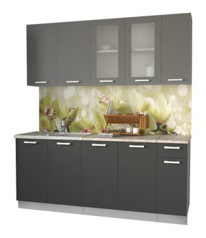 ГОТОВАЯ КУХНЯ МИЛА 1,9 (СЕРЕБРО/ АНТРАЦИТ)