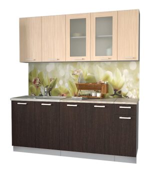 ГОТОВАЯ КУХНЯ МИЛА 1,9 (ДУБ МОЛОЧНЫЙ/ ВЕНГЕ)