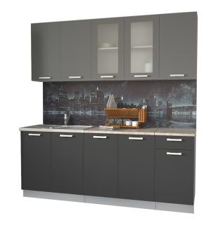 ГОТОВАЯ КУХНЯ МИЛА 2,0 (СЕРЕБРО/ АНТРАЦИТ)