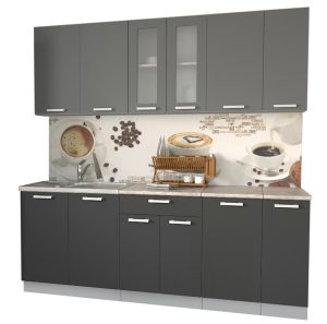 ГОТОВАЯ КУХНЯ МИЛА 2,1 (СЕРЕБРО/ АНТРАЦИТ)