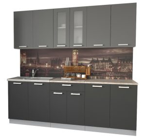 ГОТОВАЯ КУХНЯ МИЛА 2,2 (СЕРЕБРО/ АНТРАЦИТ)