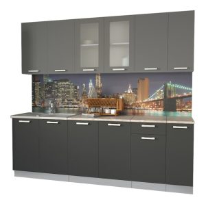 ГОТОВАЯ КУХНЯ МИЛА 2,3 (СЕРЕБРО/ АНТРАЦИТ)