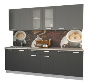ГОТОВАЯ КУХНЯ МИЛА 2,4 (СЕРЕБРО/ АНТРАЦИТ)