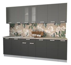 ГОТОВАЯ КУХНЯ МИЛА 2,5 (СЕРЕБРО/ АНТРАЦИТ)