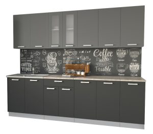 ГОТОВАЯ КУХНЯ МИЛА 2,6 (СЕРЕБРО/ АНТРАЦИТ)