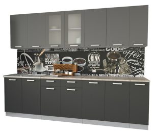 ГОТОВАЯ КУХНЯ МИЛА 2,7 (СЕРЕБРО/ АНТРАЦИТ)