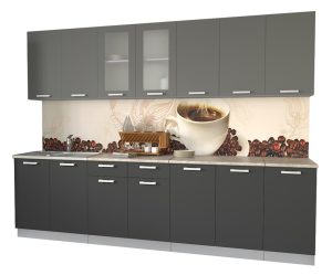 ГОТОВАЯ КУХНЯ МИЛА 2,8 (СЕРЕБРО/ АНТРАЦИТ)