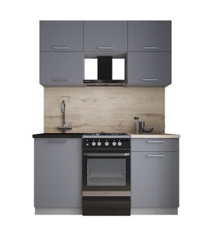 ГОТОВАЯ КУХНЯ ГЛОСС 50-15 (СЕРЫЙ СОФТ/ СЕРЫЙ СОФТ)