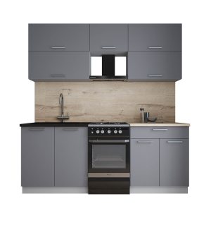 ГОТОВАЯ КУХНЯ ГЛОСС 50-20 (СЕРЫЙ СОФТ/ СЕРЫЙ СОФТ)