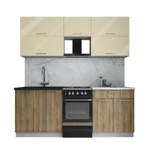 ГОТОВАЯ КУХНЯ ГЛОСС 50-20 (ВАНИЛЬ ГЛЯНЕЦ/ ДУБ ВОТАН)