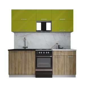 ГОТОВАЯ КУХНЯ ГЛОСС 50-20 (ЯБЛОКО ГЛЯНЕЦ/ ДУБ ВОТАН)