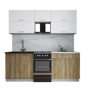 ГОТОВАЯ КУХНЯ ГЛОСС 50-21 (БЕЛЫЙ СОФТ/ ДУБ ВОТАН)