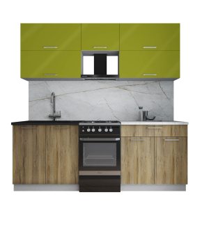 ГОТОВАЯ КУХНЯ ГЛОСС 50-21 (ЯБЛОКО ГЛЯНЕЦ / ДУБ ВОТАН)