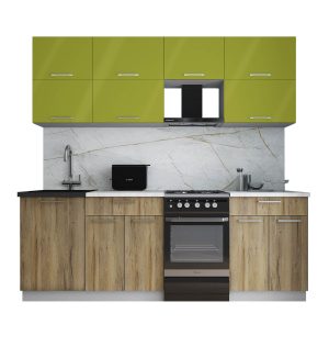 ГОТОВАЯ КУХНЯ ГЛОСС 50-22 (ЯБЛОКО ГЛЯНЕЦ/ ДУБ ВОТАН)