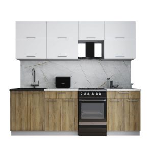 ГОТОВАЯ КУХНЯ ГЛОСС 50-23 (БЕЛЫЙ СОФТ/ ДУБ ВОТАН)