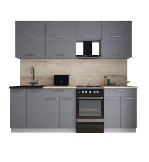 ГОТОВАЯ КУХНЯ ГЛОСС 50-23 (СЕРЫЙ СОФТ/ СЕРЫЙ СОФТ)